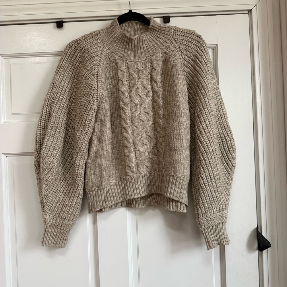 For The Republic Neutral Cable Knit Turtleneck Sweater - Beige